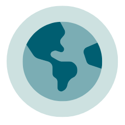 Earth icon in teal color