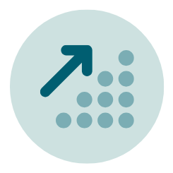 Arrow pointing up with dots representing graph icon