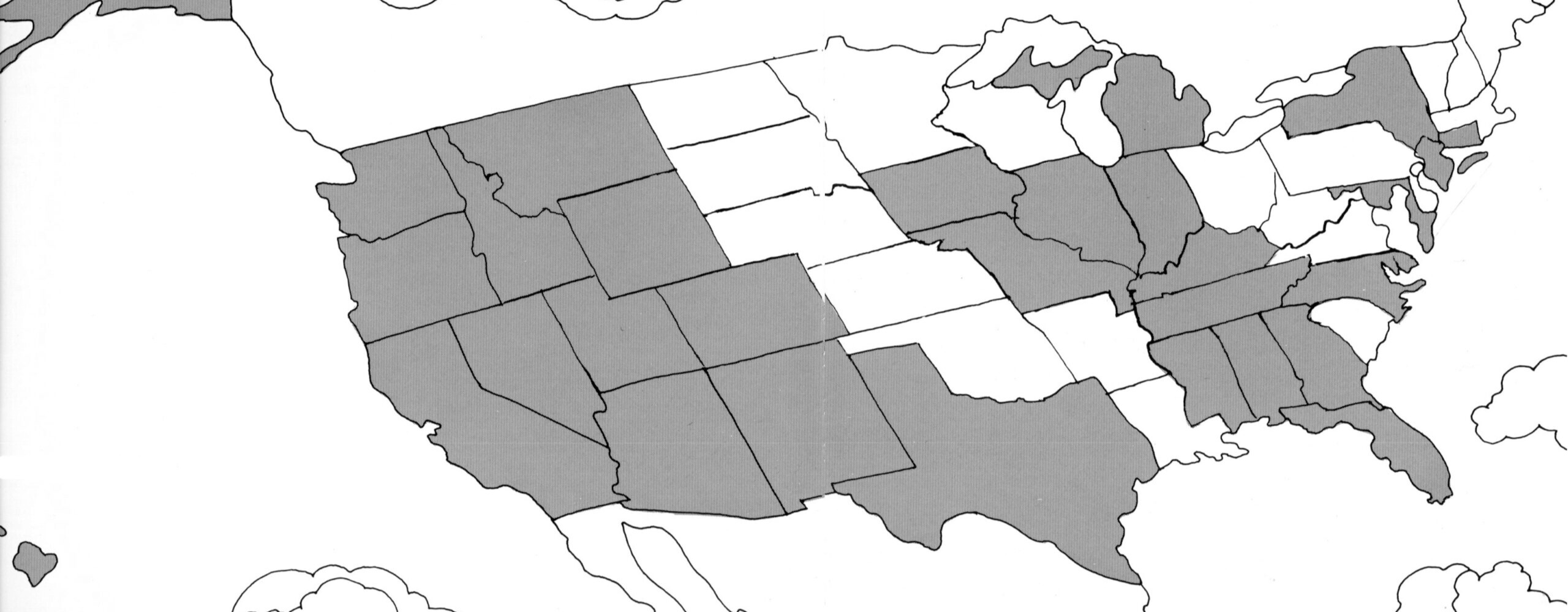 <h3>1976, map showing states with Art in Public Places Programs at the time</h3>