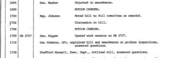 <h3>May 26th 1975, Ways and Means log with notes from witnesses</h3>