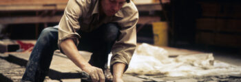 <h3>1980, Jacques Overhoff working on his untitled piece for OSU Magruder Hall</h3>