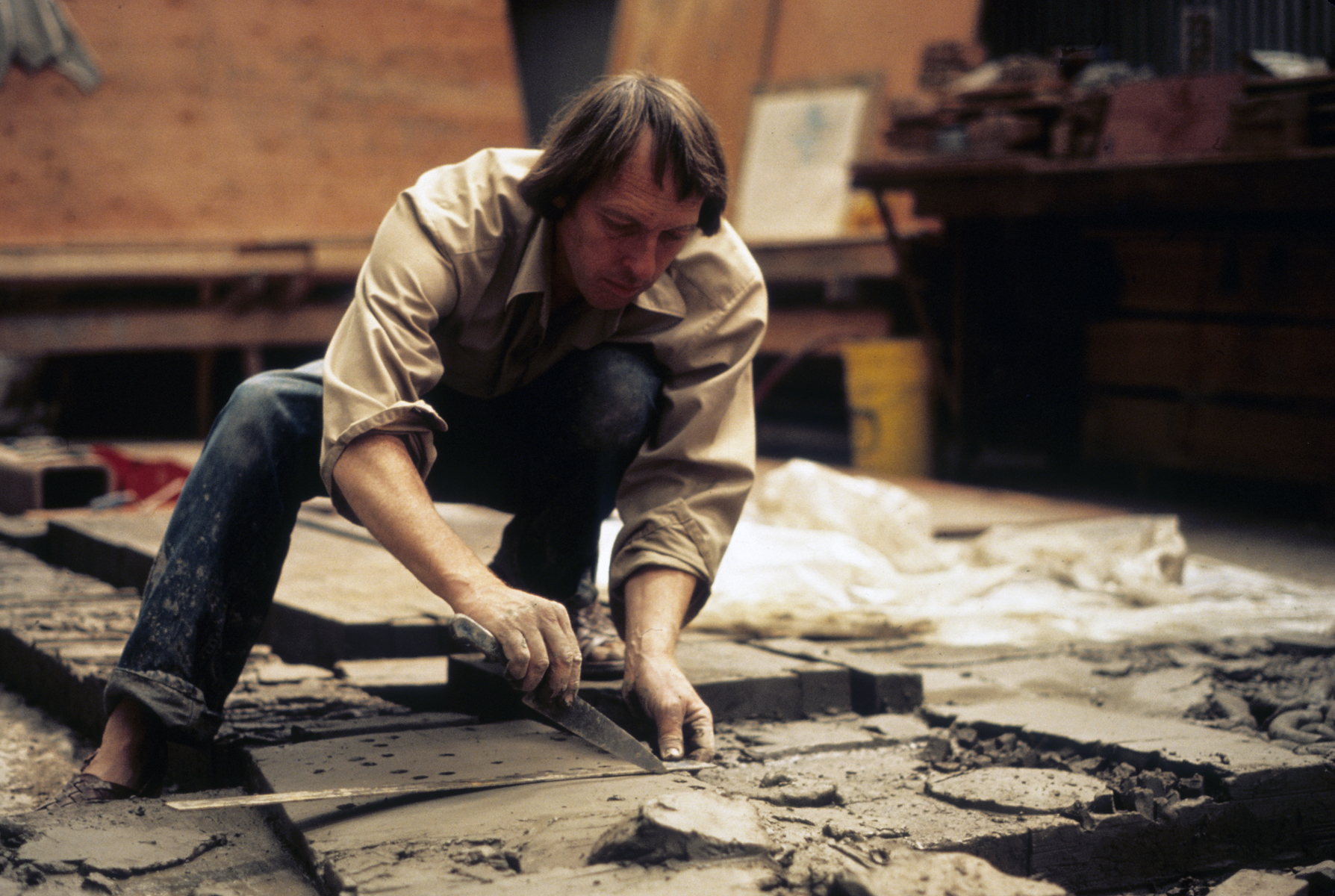 <h3>1980, Jacques Overhoff working on his untitled piece for OSU Magruder Hall</h3>