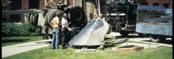 <h3>1982, installation of Brian Goldbloom’s untitled work at OSU Gilbert Hall</h3>