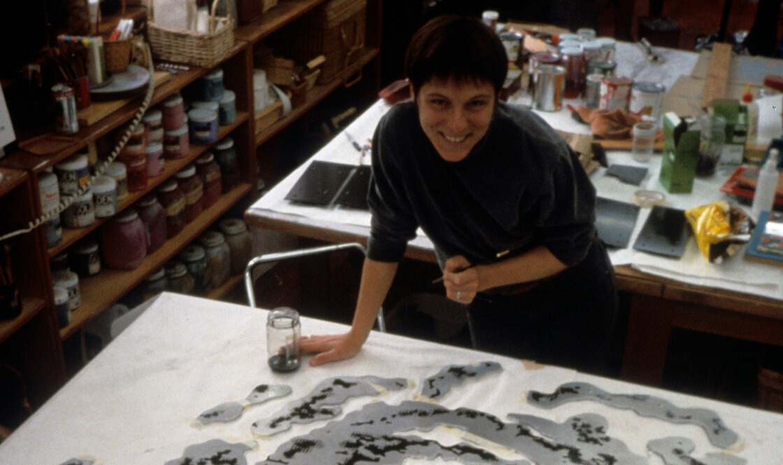 <h3>1991, Karen Guzak working on Chaos to Order: A Computer Model for Southern Oregon University Computing Services building</h3>