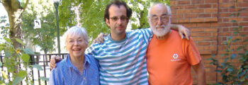 <h3>2006, Marvin Rosenberg and Lilli Ann Rosenberg installing Butterfly World and Gates at Portland State University: Helen Gordon Child Development Center</h3>