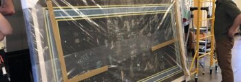 <h3>2022, Tapestry by Va Vang and Chu Vang being reinstalled at Oregon State University Magruder Hall after conservation</h3>