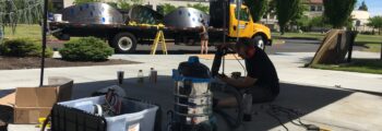 <h3>2021, From Which All Things Start by Crystal Schenk and Shelby Davis being prepared for installation</h3>