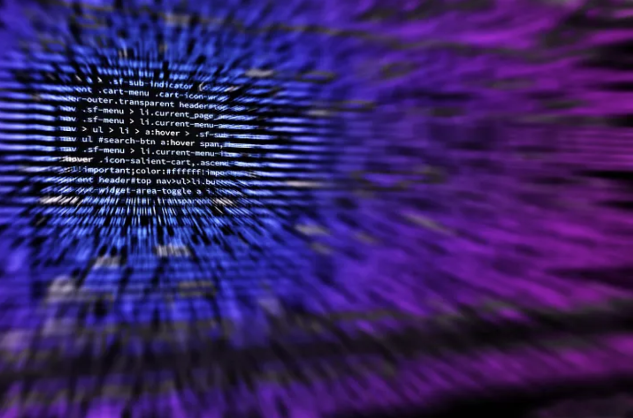 dark background with blue and purple blurred light expanded from background image of data